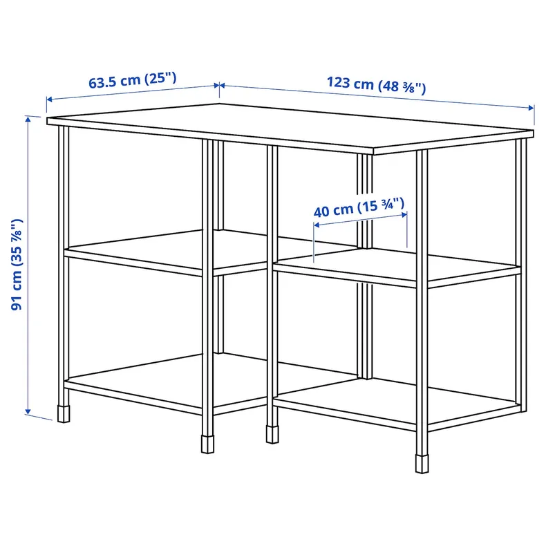 IKEA ENHET ЕНХЕТ, кухонний острівець, білий, 123x63.5x91 см 593.315.69 фото №3