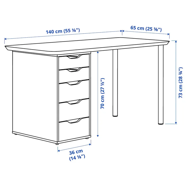 IKEA ANFALLARE АНФАЛЛАРЕ / ALEX АЛЕКС, письменный стол, бамбук/черная бронза, 140x65 см 894.177.45 фото №6