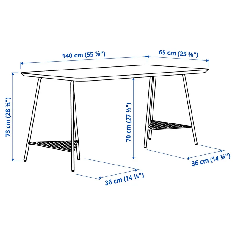 IKEA ANFALLARE АНФАЛЛАРЕ / TILLSLAG ТІЛЛЬСЛАГ, письмовий стіл, бамбук / зелений, 140x65 см 694.783.15 фото №6