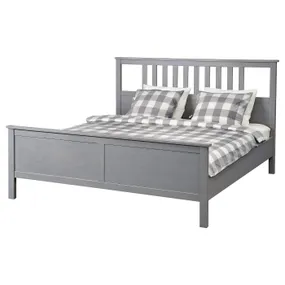 IKEA HEMNES ХЕМНЭС, каркас кровати, окрашенный серый / Лёнсет, 160x200 см 592.471.89 фото