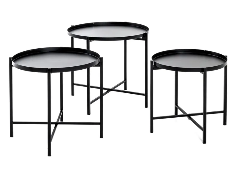 BRW Комплект из трех металлических столов Bryste черного цвета ZESTAW-21512 фото №1