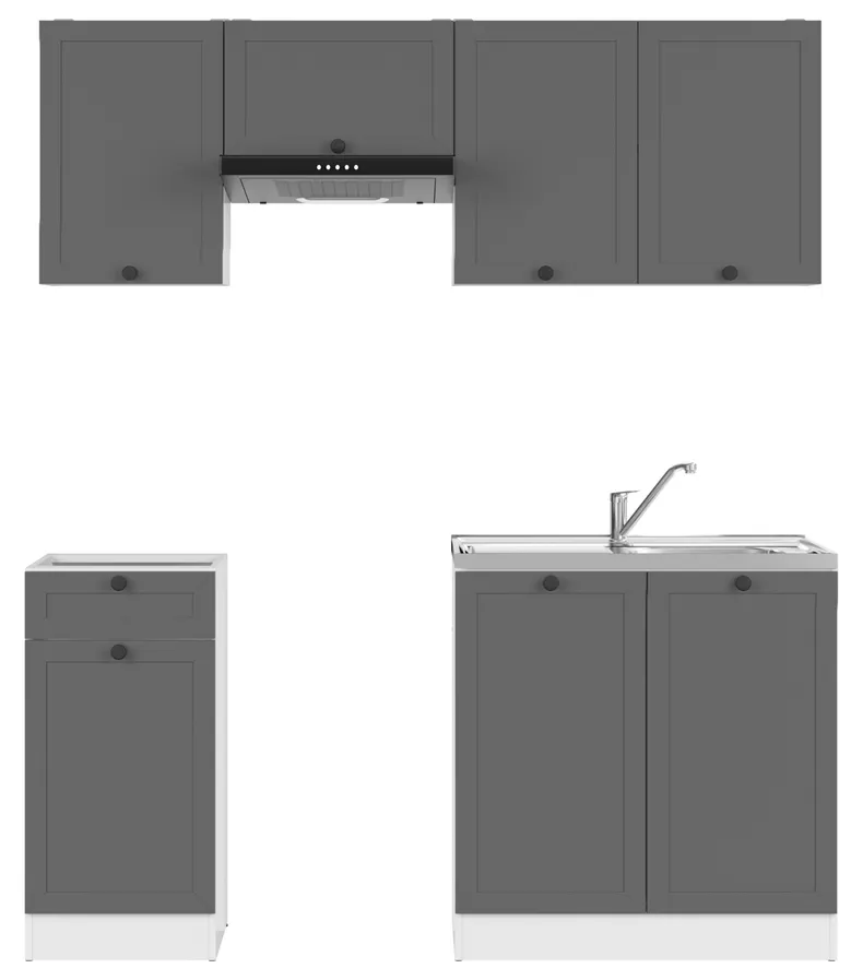 BRW кухонний гарнітур Junona Line 170 см з побутовою технікою графіт, білий/графіт JUNONA_AGD_WER_2/170_BBL-BI/GF фото №1