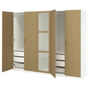 IKEA PAX ПАКС / TONSTAD ТОНСТАД, гардероб, комбинация, белое/дубовое стекло, 250x60x201 см 395.512.65 фото