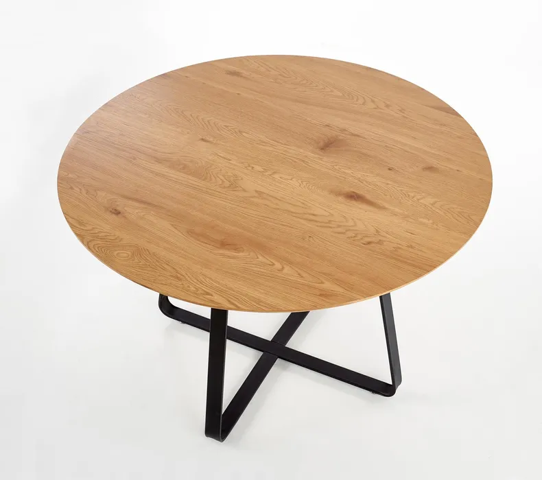 Кухонний стіл HALMAR LOOPER 2 120x120 см, стільниця - дуб золотий, ніжки - чорні фото №9