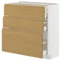 IKEA METOD МЕТОД / MAXIMERA МАКСИМЕРА, напольный шкаф с 3 ящиками, белый / Воксторп имит. дуб, 80x37 см 395.388.63 фото