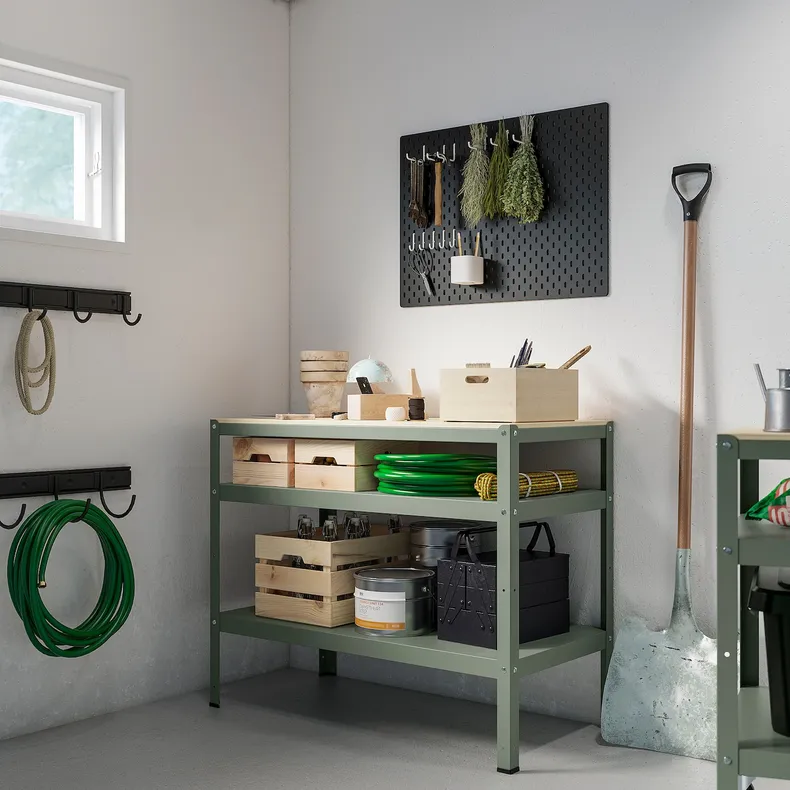 IKEA BROR БРОР, стіл робочий, сіро-зелена/соснова фанера, 110x55 см 105.473.87 фото №2