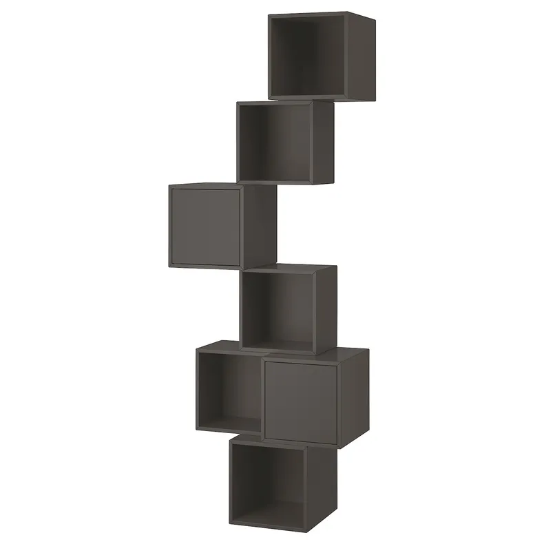 IKEA EKET ЕКЕТ, настінна комбінація шаф, темно-сірий, 80x35x210 см 591.891.27 фото №1