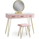 Туалетный столик с креслом MEBEL ELITE SANDY, розовый / золотой фото thumb №1