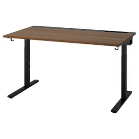 IKEA MITTZON МІТТЗОН, письмовий стіл, горіховий / чорний, 140x80 см 895.281.40 фото