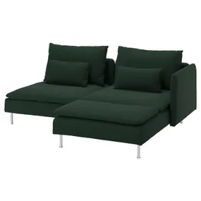 IKEA SÖDERHAMN СЕДЕРХАМН, 2-місний диван, з шезлонгом з підлокітником/Tallmyra темно-зелений 694.306.44 фото