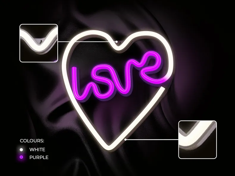 BRW Неоновий настінний світильник Love Heart LED рожево-білий 093797 фото №4