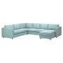 IKEA VIMLE ВИМЛЕ, угловой 5-местный диван с козеткой, с шезлонгом / Саксемара светло-голубой 893.996.90 фото