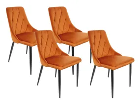 BRW Комплект стульев бархатных 4 шт BRW ALVAR Velvet, оранжевый, оранжевый DUBLIN_COPPER_24 фото