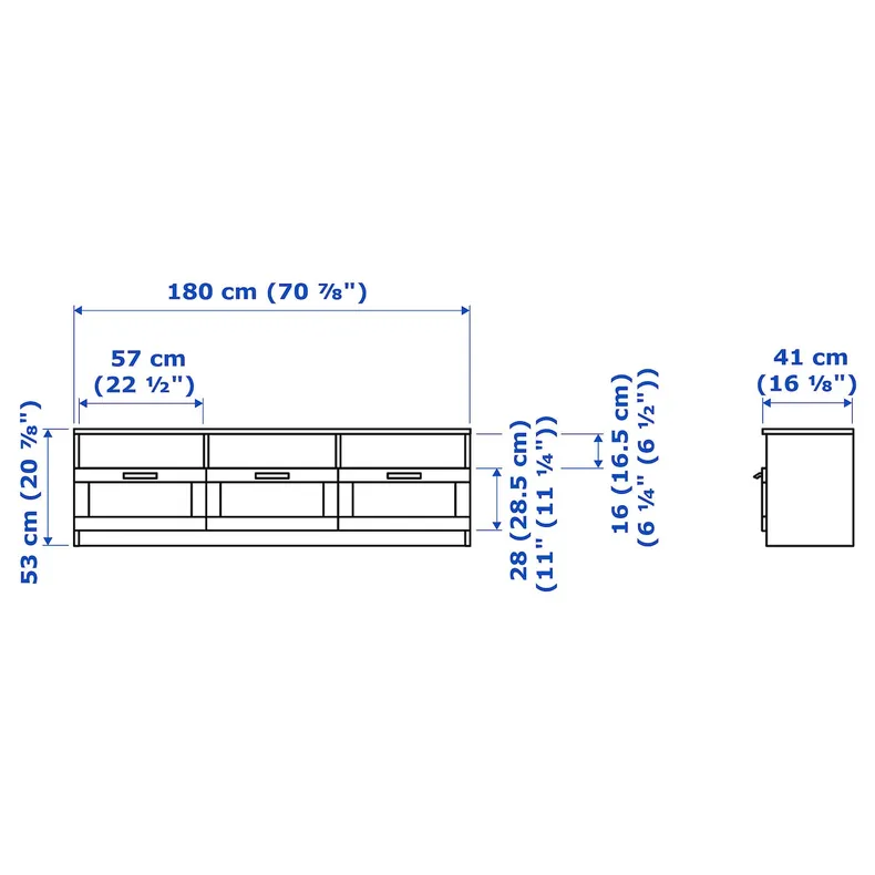 IKEA BRIMNES БРИМНЭС, тумба под ТВ, белый, 180x41x53 см 504.098.74 фото №6