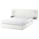 IKEA NORDLI НОРДЛИ, кровать с отд д / хранения и матрасом, с подголовником белый / Екрехамн средней жесткости, 140x200 см 295.396.22 фото thumb №1