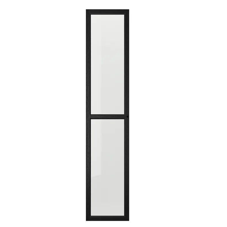 IKEA OXBERG ОКСБЕРГ, скляні дверцята, чорний під дуб, 40x192 см 504.773.68 фото №1