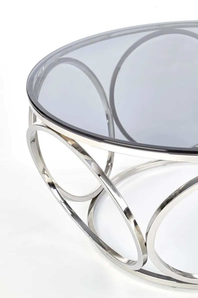 Журнальный столик HALMAR VENUS, 80/44 см, рама - серебро, стекло - дымчатое фото №5
