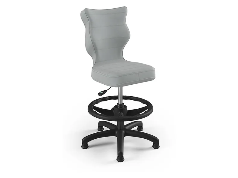 BRW Детский стул с подставкой для ног серый размер 4 OBR_PETIT_CZARNY_ROZM.4_WK+P_VELVET_03 фото №1