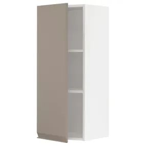 IKEA METOD МЕТОД, навесной шкаф с полками, белый / матовый темно-бежевый, 40x100 см 394.925.15 фото