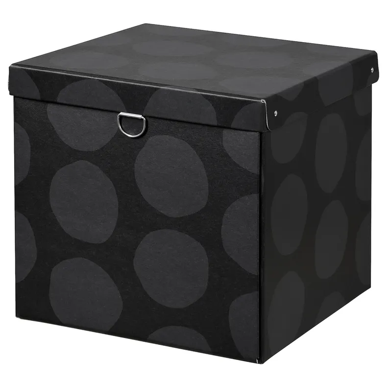 IKEA NIMM НИММ, коробка с крышкой, точки серые, 32x30x30 см 605.959.98 фото №1
