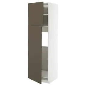 IKEA METOD МЕТОД, висока шафа для холодильника, 2 дв, білий/хавсторп коричневий/бежевий, 60x60x200 см 095.583.48 фото