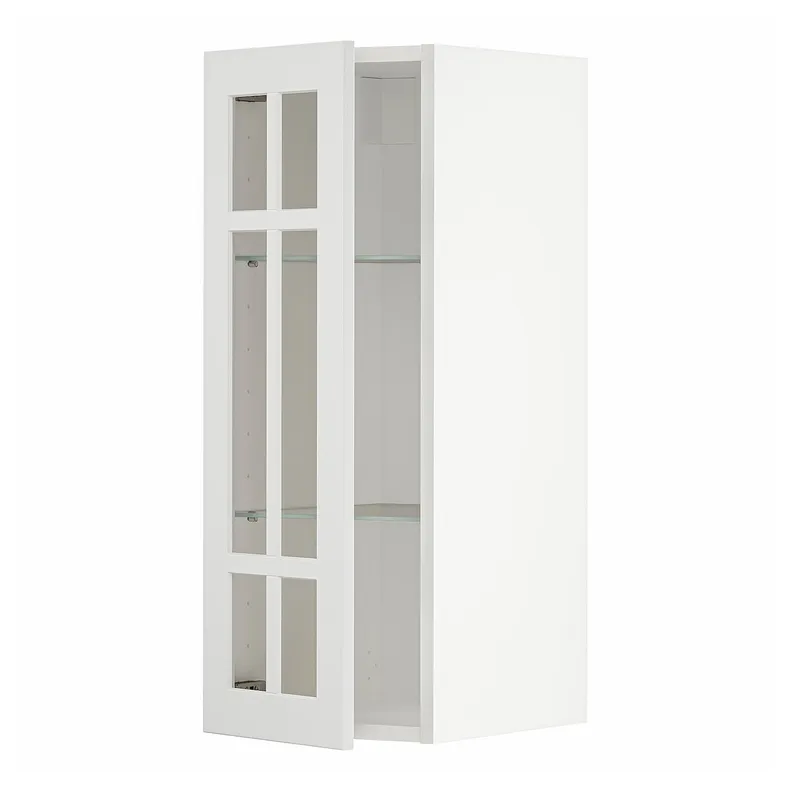 IKEA METOD МЕТОД, навесной шкаф / полки / стеклян дверца, белый / Стенсунд белый, 30x80 см 594.545.98 фото №1