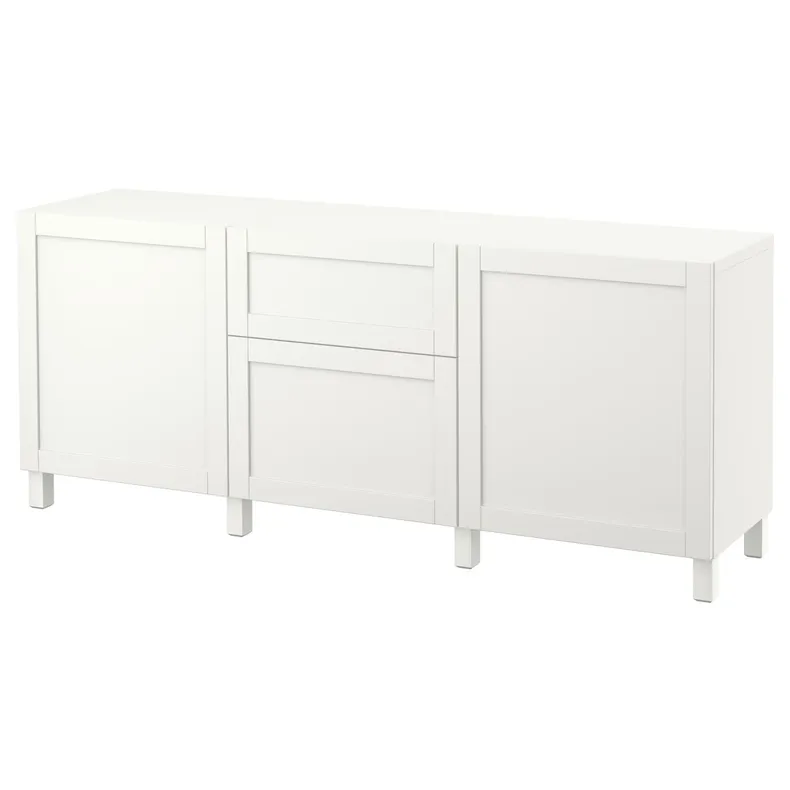 IKEA BESTÅ БЕСТО, комбинация для хранения с ящиками, белый / Ханвикен / Стуббарп белый, 180x42x74 см 294.127.22 фото №1