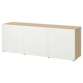 IKEA BESTÅ БЕСТО, комбинация для хранения с дверцами, Дуб беленый / Лаксвикен белый, 180x42x65 см 293.250.08 фото