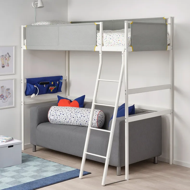 IKEA VITVAL ВИТВАЛ, каркас кровати-чердака, белый / светло-серый, 90x200 см 104.112.42 фото №2
