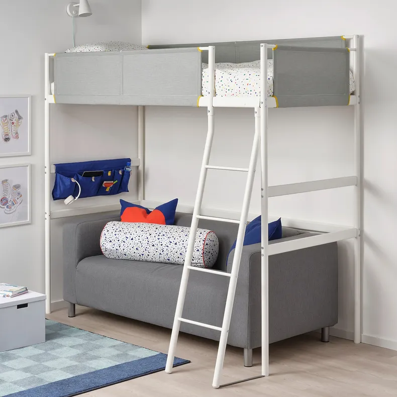 IKEA VITVAL ВІТВАЛЬ, каркас ліжка-горища, білий, світло-сірий, 90x200 см фото №2