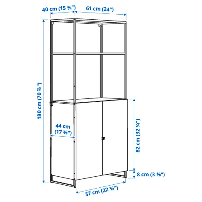 IKEA JOSTEIN ЙОСТЕЙН, стеллаж с дверцами, внутренний / наружный / белый, 61x44x180 см 094.372.38 фото №5