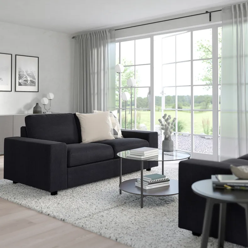 IKEA VIMLE ВІМЛЕ, 2-місний диван, з широкими підлокітниками / САКСЕМАРА чорно-синій 394.005.54 фото №2