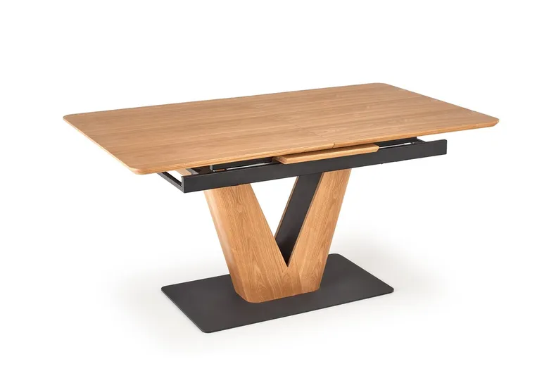 Обідній стіл розкладний HALMAR UMBERTO 160-200x90 см, стільниця - натуральний дуб, ніжка - натуральний дуб/чорний фото №4