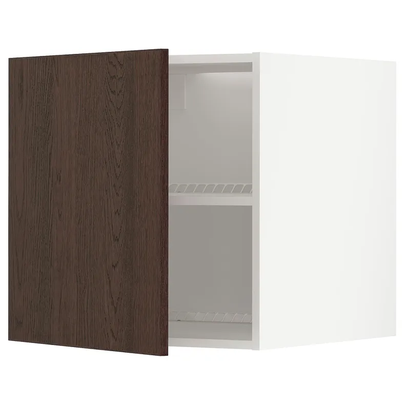 IKEA METOD МЕТОД, верхня шафа для холодильн / мороз кам, білий / СІНАРП коричневий, 60x60 см 394.695.72 фото №1