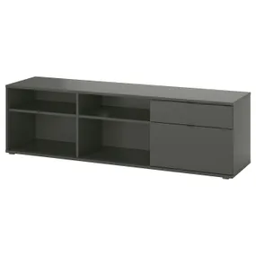 IKEA VIHALS ВІХАЛЬС, тумба під телевізор, темно-сірий, 176x37x50 см 505.428.68 фото