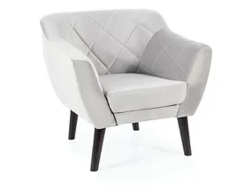 Крісло м'яке оксамитове SIGNAL KARO 1 Velvet, Bluvel 03 - світло-сірий / венге фото