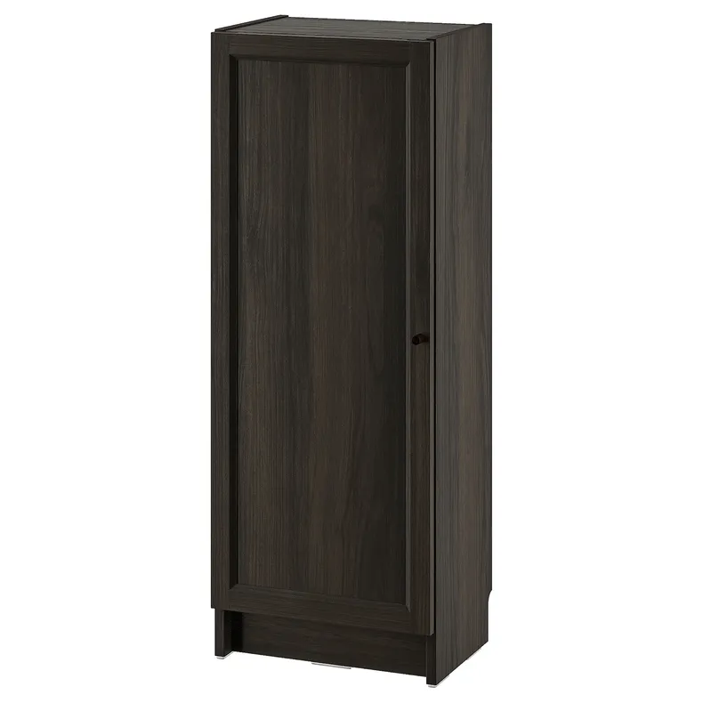 IKEA BILLY БИЛЛИ / OXBERG ОКСБЕРГ, стеллаж с дверью, темно-коричневая имитация дуб, 40x30x106 см 294.832.91 фото №1