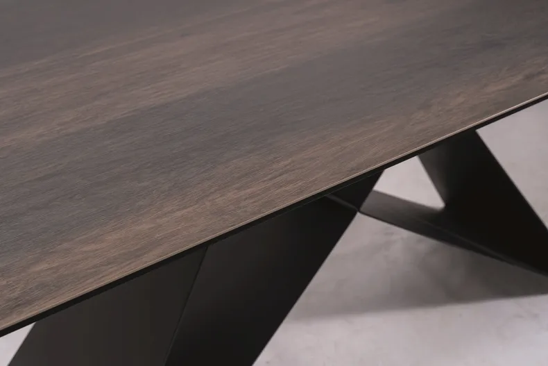 Стол обеденный раскладной SIGNAL WESTIN Ceramic, эффект дерева / матовый черный, 90x160 фото №18