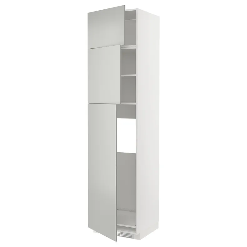 IKEA METOD МЕТОД, висока шафа для холодиль, 3 дверцят, білий / Хавсторп світло-сірий, 60x60x240 см 195.381.85 фото №1