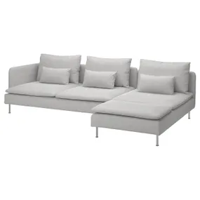 IKEA SÖDERHAMN СОДЕРХЭМН, 4-местный диван с козеткой, с открытым концом/Талмира белый/черный 195.803.39 фото