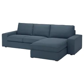 IKEA KIVIK КИВИК, 3-местный диван с козеткой, Окрашенный в синий цвет 694.847.74 фото