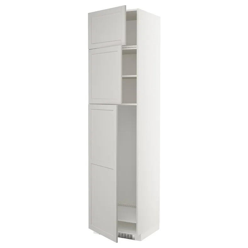 IKEA METOD МЕТОД, висока шафа для холодиль, 3 дверцят, білий / світло-сірий Lerhyttan, 60x60x240 см 594.600.52 фото №1