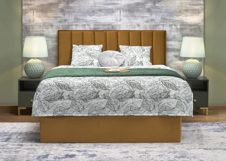 Ліжко двоспальне з підйомним механізмом HALMAR ASENTO 160x200 см гірчичне фото №2