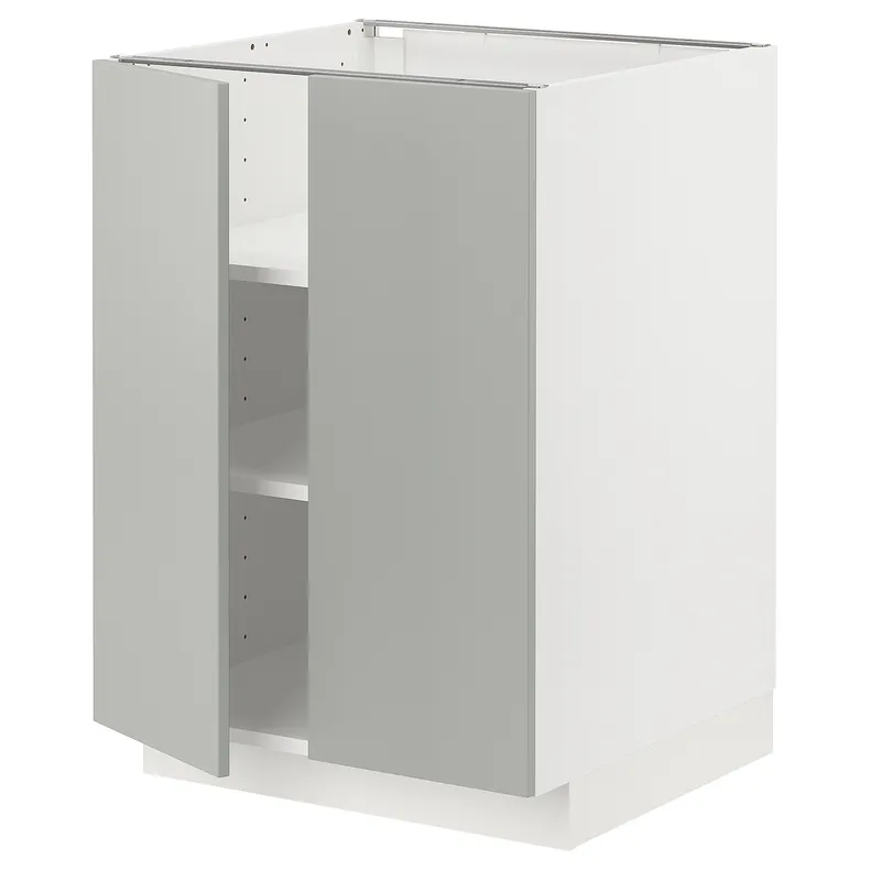 IKEA METOD МЕТОД, підлогова шафа з полицями / 2 дверцят, білий / Хавсторп світло-сірий, 60x60 см 495.392.25 фото №1