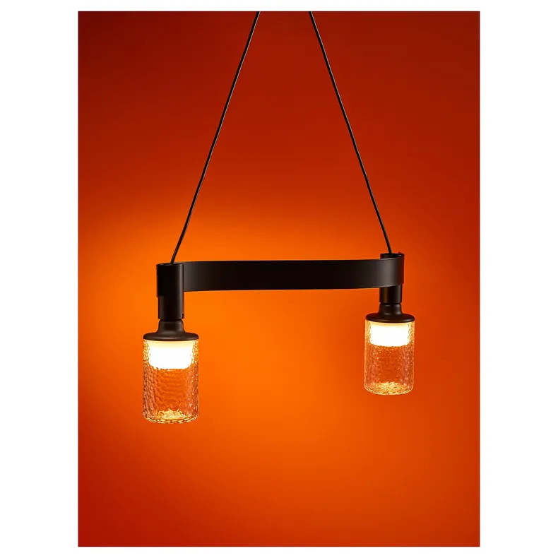 IKEA ACKJA АККЙА / MOLNART МОЛЬНАРТ, підвісний світильник із лампою, хвилястий чорний / трубчастий візерунок 895.371.30 фото №3
