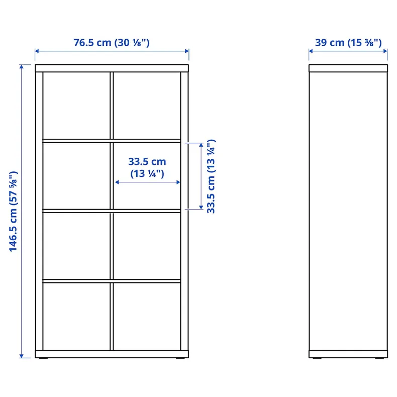 IKEA KALLAX КАЛЛАКС, стеллаж, с 2 вставками для полок / белый, 147x77 см 395.529.05 фото №4