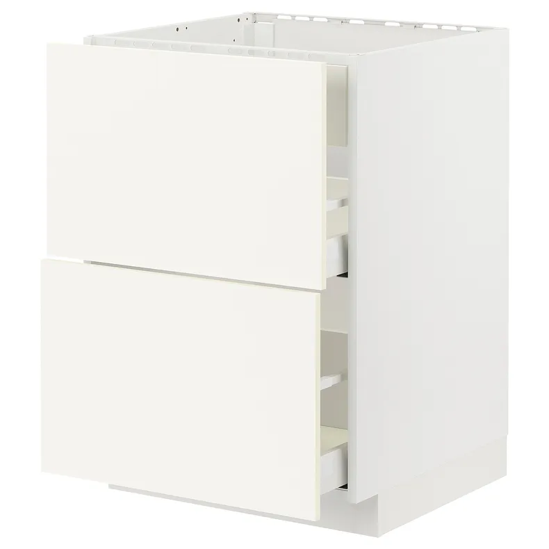 IKEA METOD МЕТОД / MAXIMERA МАКСИМЕРА, шкаф д / варочн панели / вытяжка / ящик, белый / Вальстена белый, 60x60 см 895.071.85 фото №1