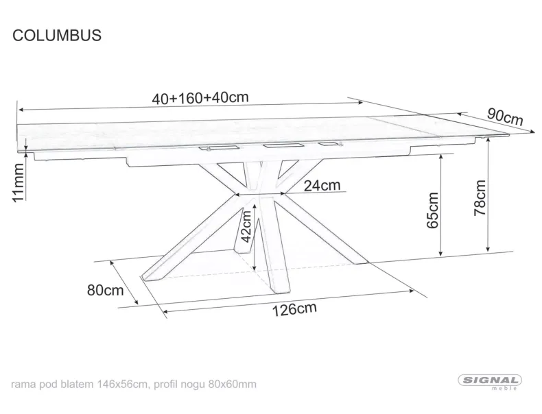 Стол обеденный раскладной SIGNAL Columbus Amber Bianco 160(240)х90 см, белый матовый фото №4