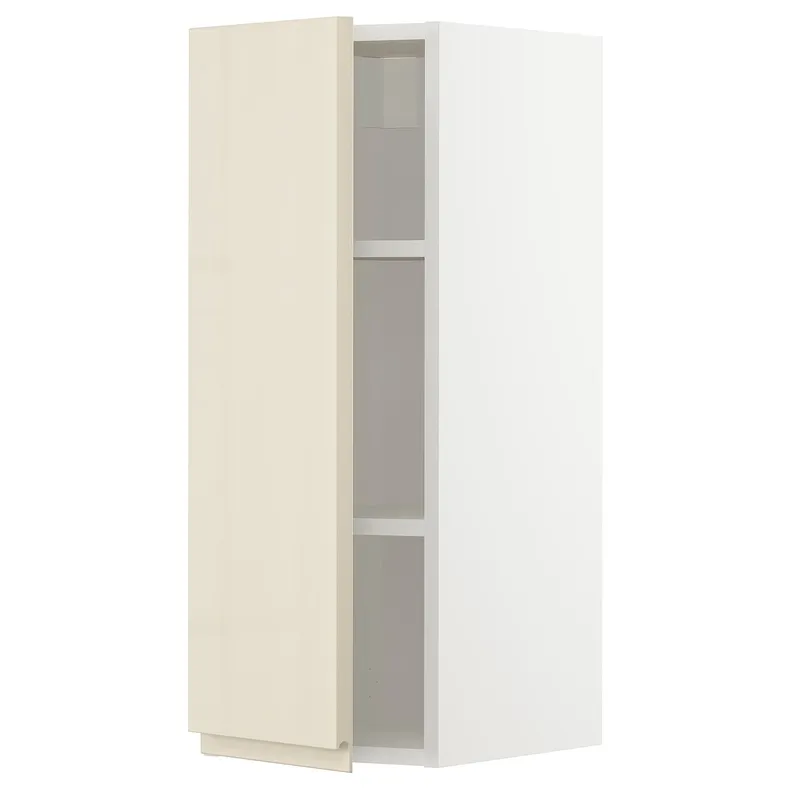 IKEA METOD МЕТОД, навесной шкаф с полками, белый / светло-бежевый глянцевый Voxtorp, 30x80 см 494.665.73 фото №1
