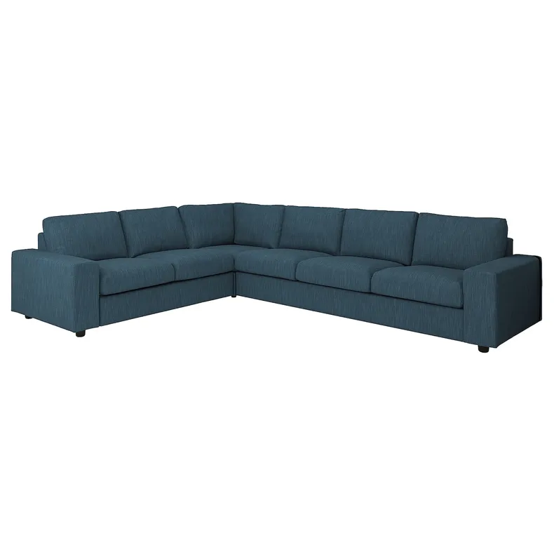 IKEA VIMLE ВИМЛЕ, 5-местный угловой диван, с широкими подлокотниками/охлажденный темно-синий 194.366.53 фото №1